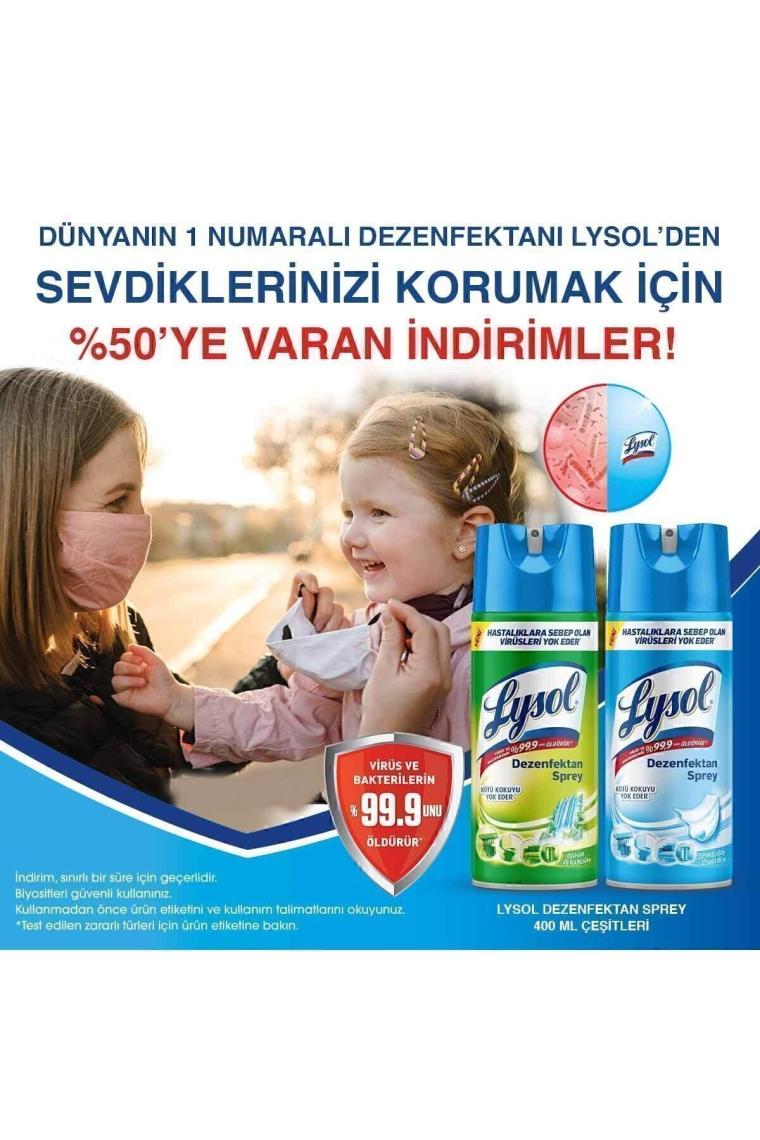 Lysol Dezenfektan Sprey Temizliğin Esintisi 3'lü, Yüzeyler için, 3x400 ml