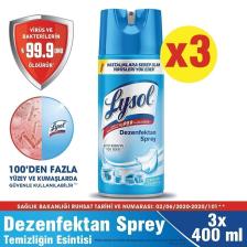 Lysol Dezenfektan Sprey Temizliğin Esintisi 3'lü, Yüzeyler için, 3x400 ml