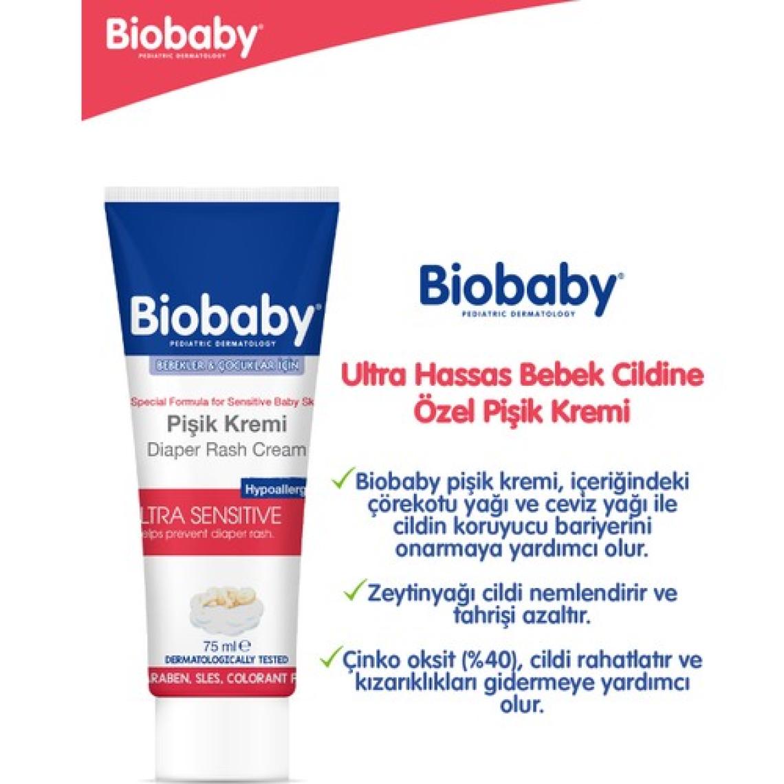 Biobaby Bebek Pişik Kremi %40 Çinko 75 gr - Organik Kır Iğdesi Yağı Ve Zeytinyağı Içerir