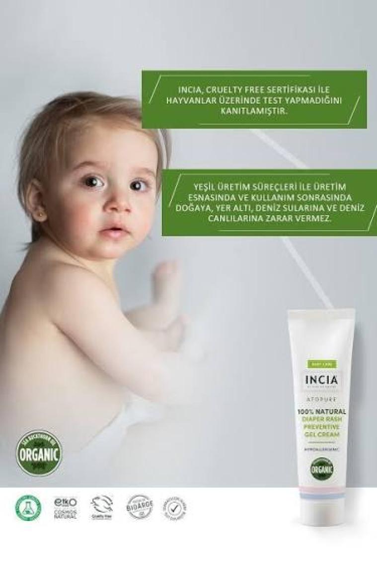 INCIA %100 Doğal Pişik Önleyici Jel Krem Organik Yalancı İğde Bakım Kremi Bitkisel 60 ml