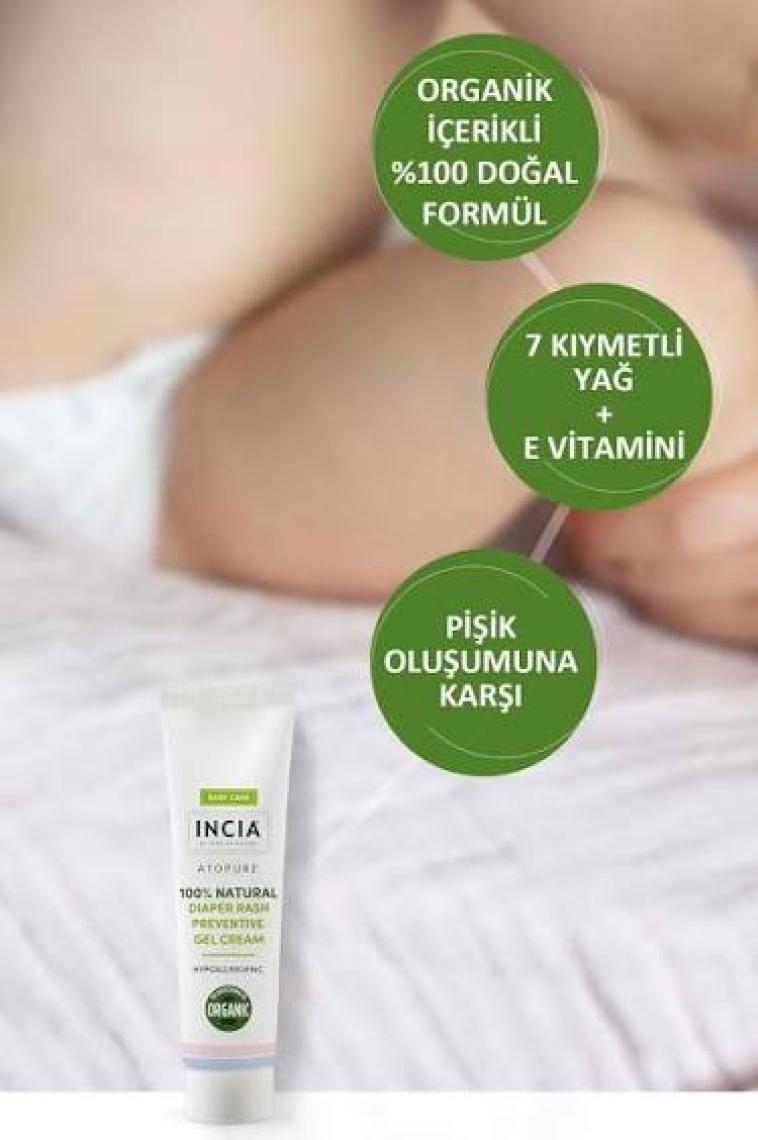 INCIA %100 Doğal Pişik Önleyici Jel Krem Organik Yalancı İğde Bakım Kremi Bitkisel 60 ml