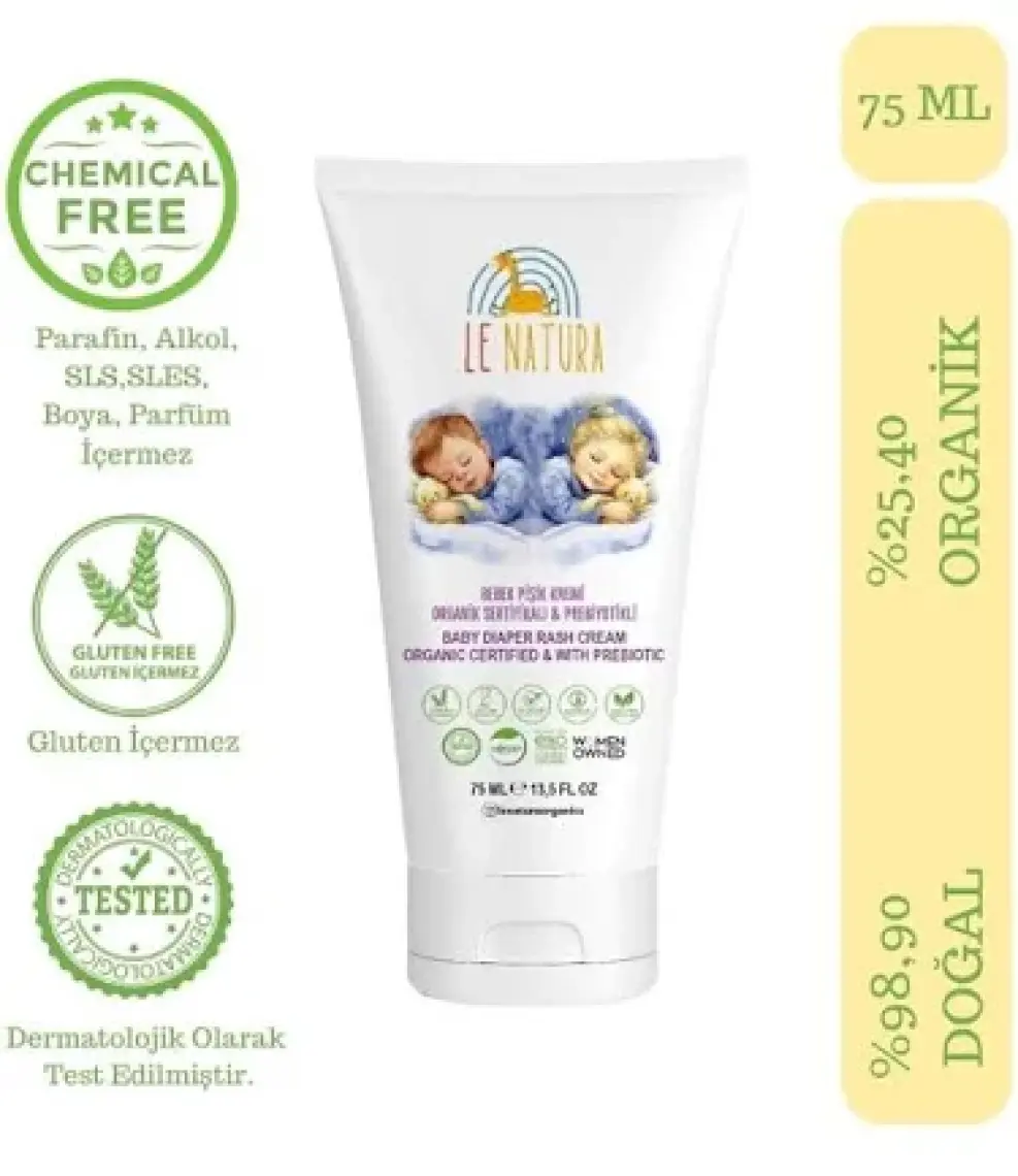 Le Natura , Vegan ve Prebiyotikli Bebek Pişik Kremi - Sarı Kantaron Özlü ve Hodan Yağlı 75 ml