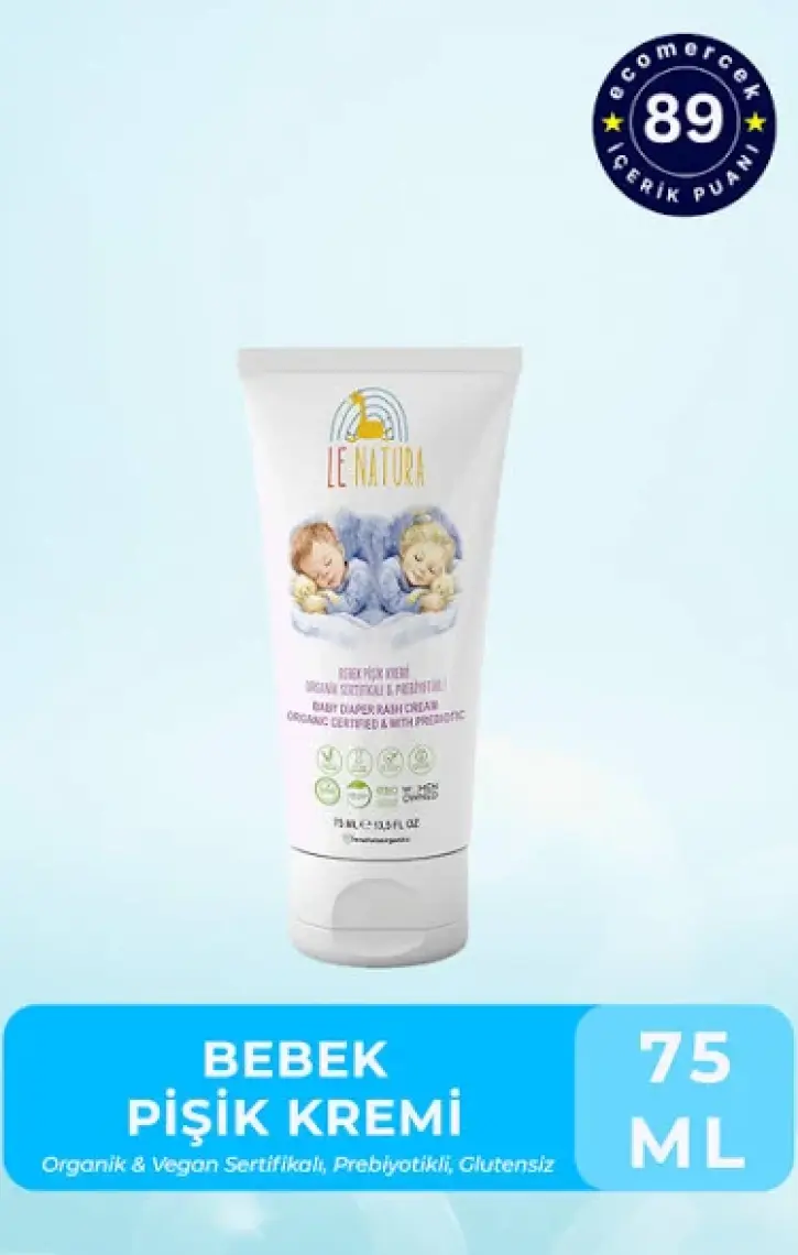 Le Natura , Vegan ve Prebiyotikli Bebek Pişik Kremi - Sarı Kantaron Özlü ve Hodan Yağlı 75 ml