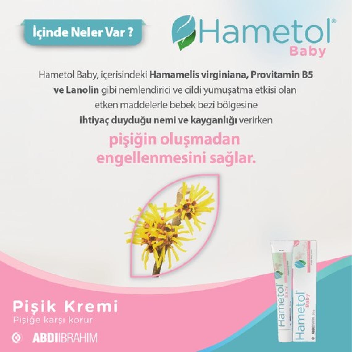 Hametol Baby Pişik Önleyici Krem - 30 ml Tüp, Hassas Ciltler için Hamamelis Virginiana ve Provitamin B5 ile Zenginleştirilmiştir