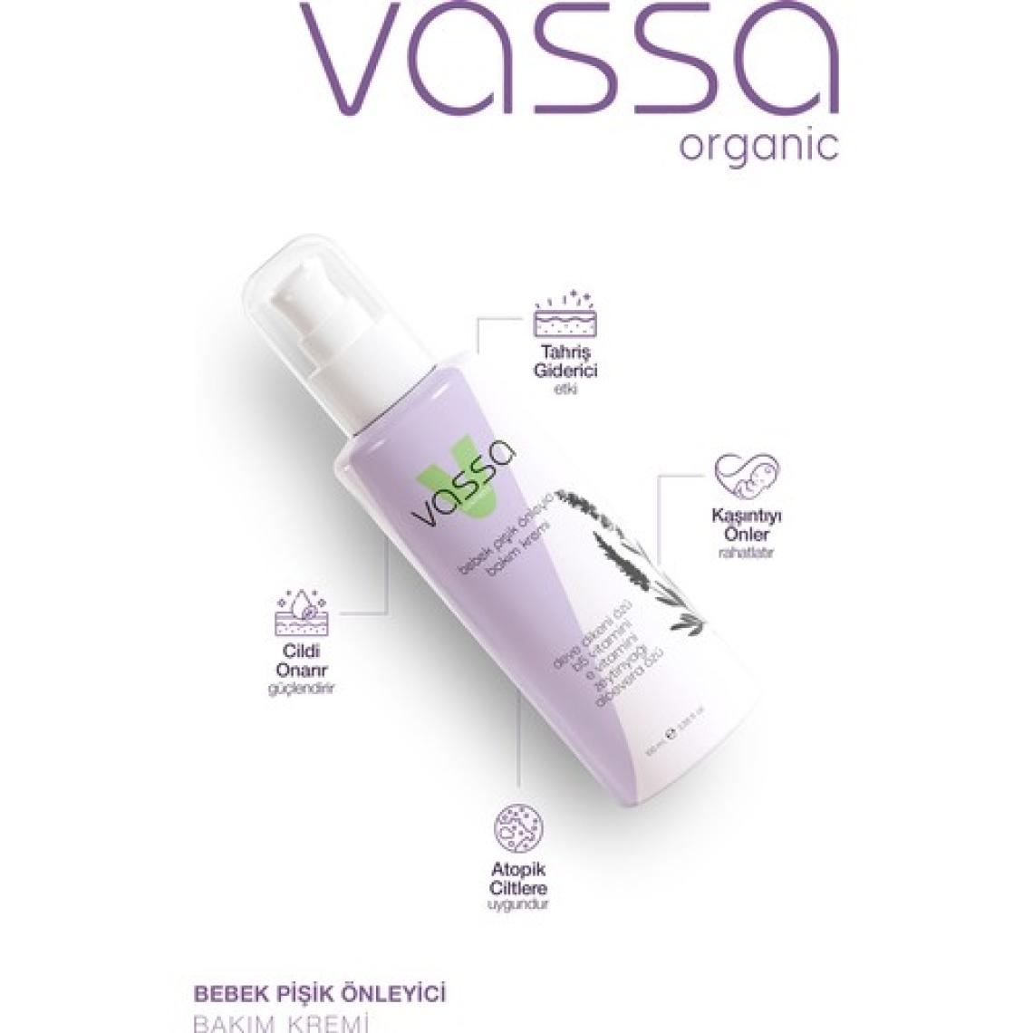 Vassa Bebek Pişik Önleyici Krem, Pişik Oluşumunu Önler, Kızarıklıkların Azalmasını ve Kaşıntıyı Önler 100 ml