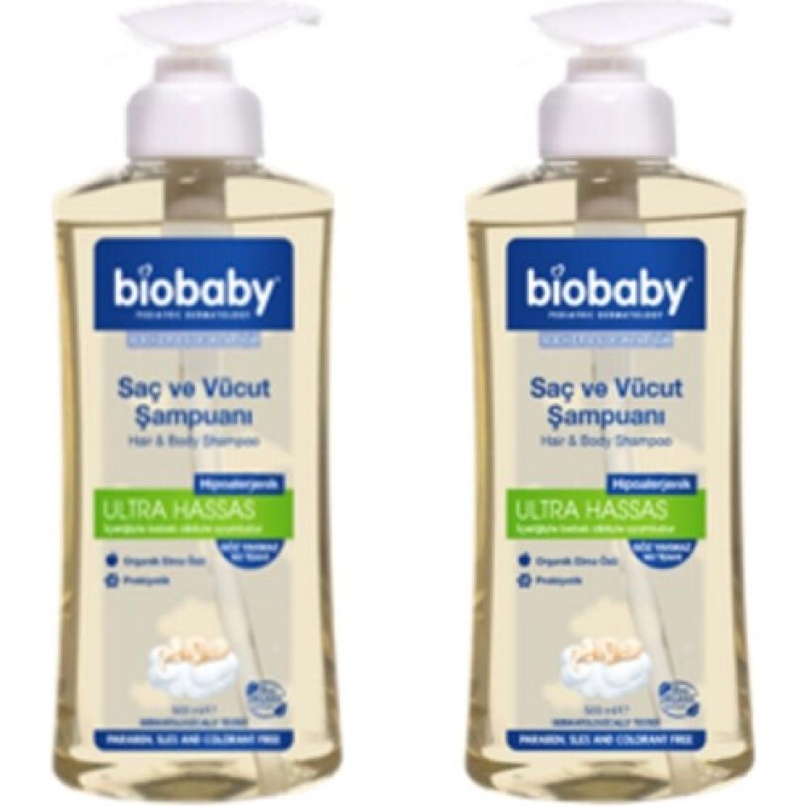 Biobaby Ultra Hassas Saç Ve Vücut Şampuanı 500 ml Prebiyotik Allman Papatyası - Organik Içerik 2 Li Set