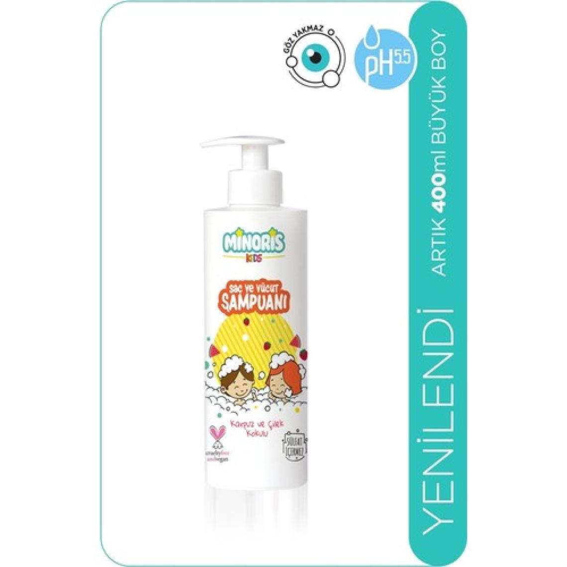 Minoris Kids Organik Saç ve Vücut Şampuanı Karpuz Çilek Kokulu 400ml