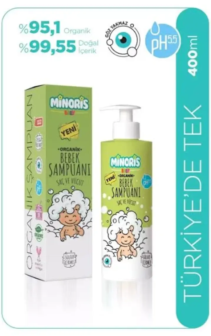 Minoris Kids Organik Saç ve Vücut Şampuanı Karpuz Çilek Kokulu 400ml