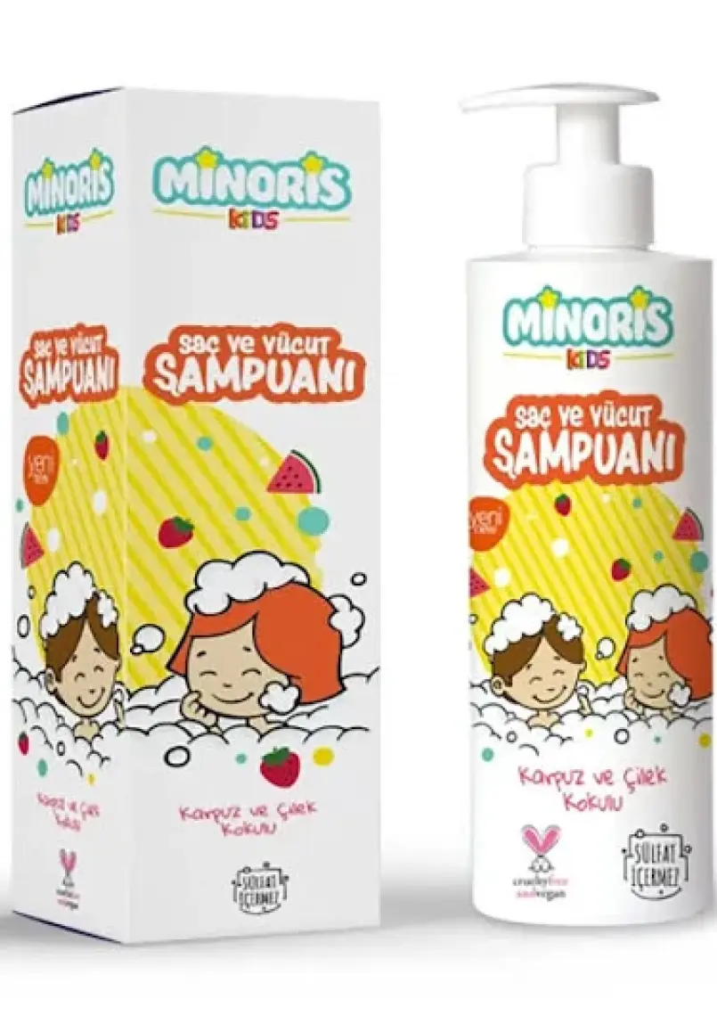 Minoris Kids Organik Saç ve Vücut Şampuanı Karpuz Çilek Kokulu 400ml