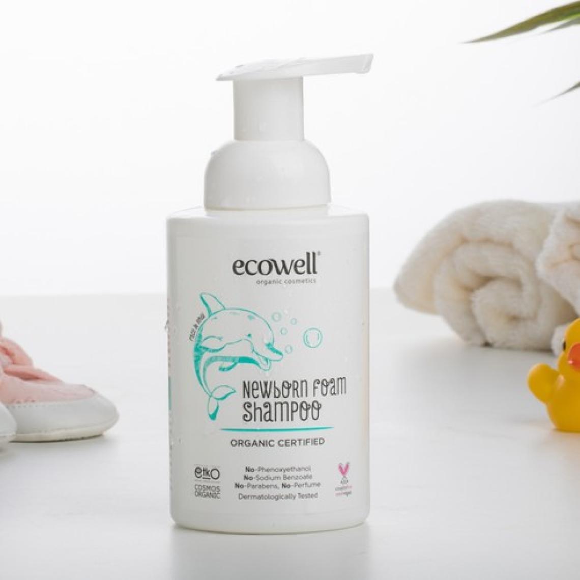Ecowell Yenidoğan Bebek Saç ve Vücut Köpük Şampuanı Organik & Vegan Sertifikalı Konak Önleyici Kokusuz 300ml