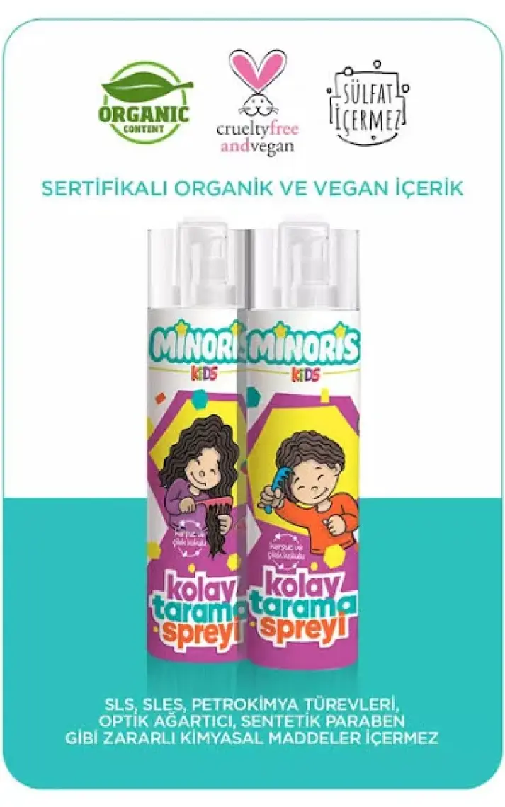 Minoris Kids Organik Kolay Tarama Saç Spreyi 200ml