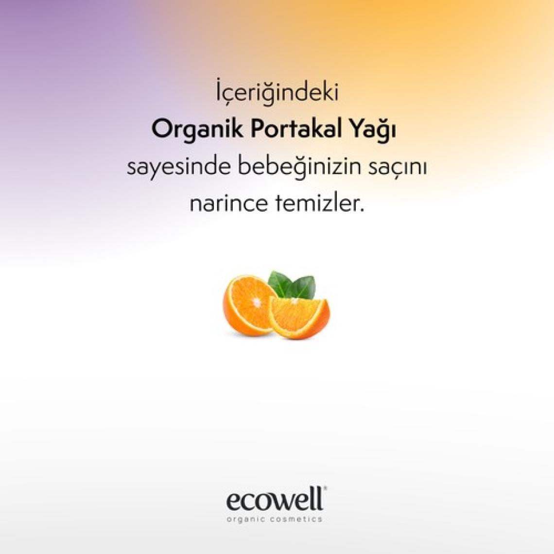 Ecowell Bebek Saç & Vücut Şampuanı, Organik & Vegan Sertifikalı, Parabensiz, Doğal Konak Önleyici 300 ml