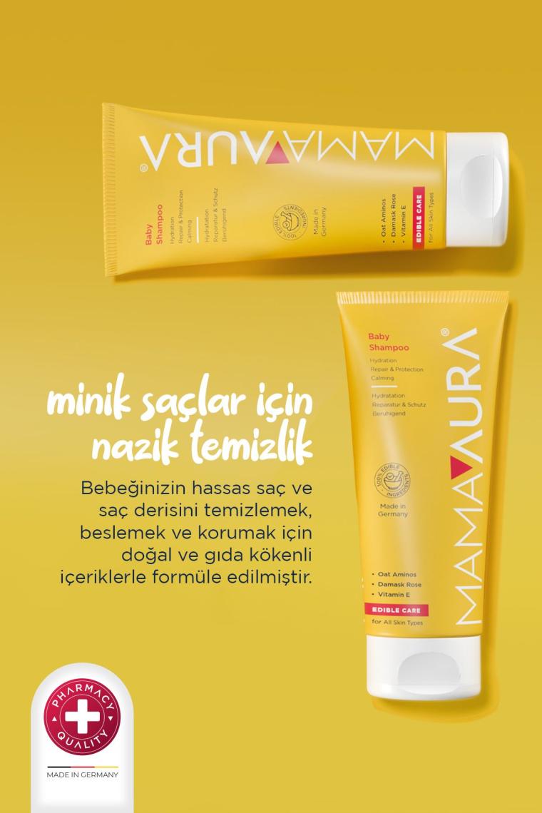 Mamaaura  Yenilebilir Içerikli Göz Yakmayan Bebek Şampuanı - Baby Shampoo 200 ml