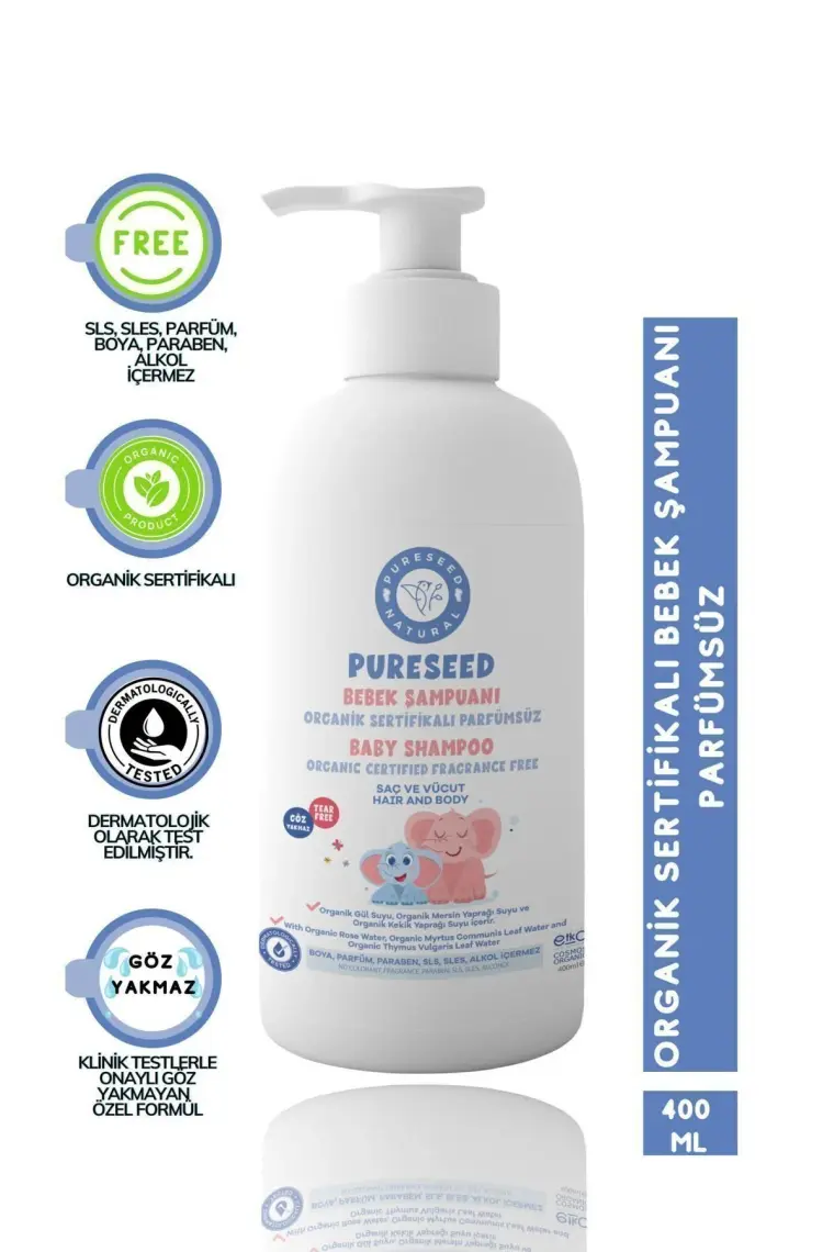 Pureseed Natural Organik Sertifikalı Bebek Şampuanı Parfümsüz - 400ML