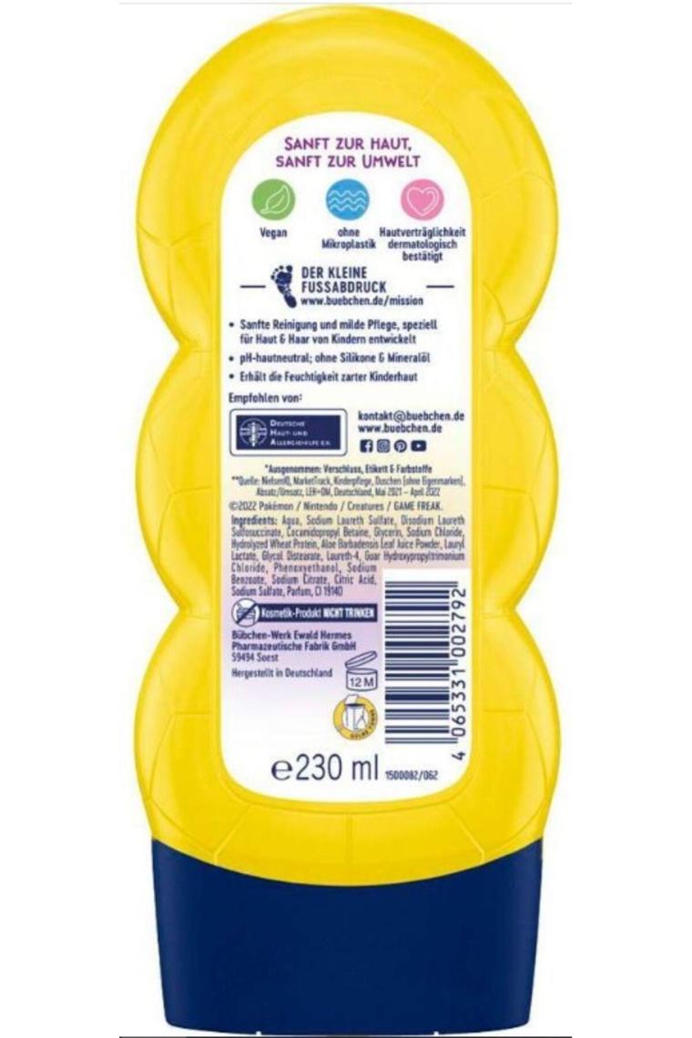 Bübchen Pokemon Pikachu Kinder Shampoo & Duschgel 2in1, 230 ml