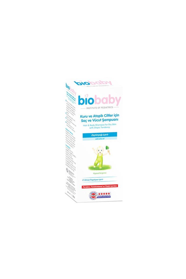 BioBaby Yenidoğanlar için 200 ml Saç ve Vücut Şampuanı - Alman Papatyası, Zeytinyağı ve Tatlı Badem Yağı ile Nemlendirici ve Koruyucu
