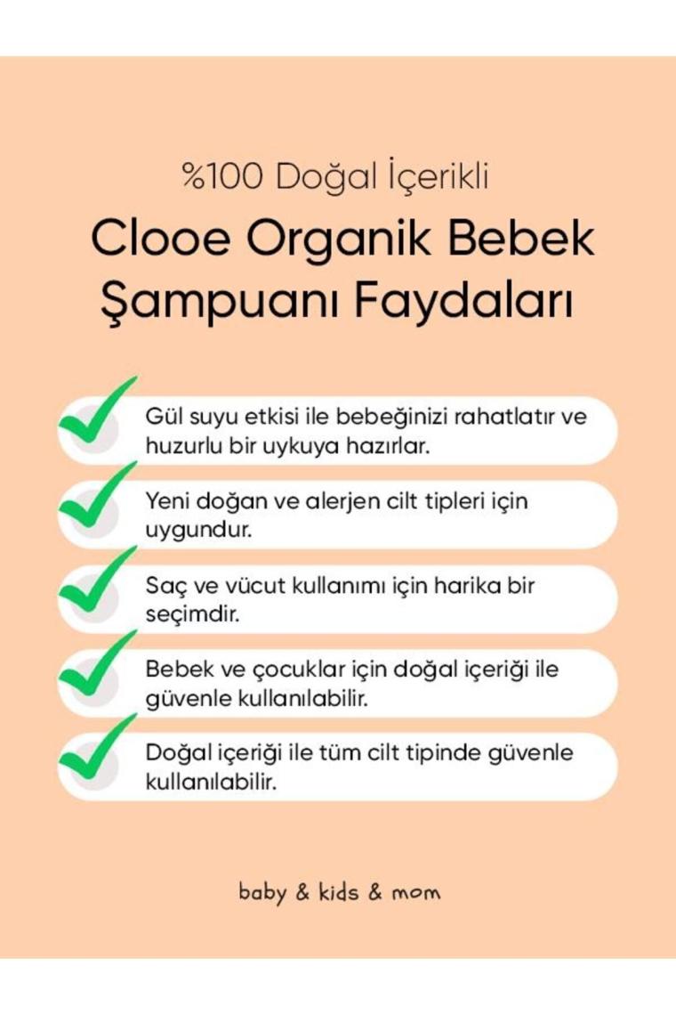 Clooe Organik Bebek & Çocuk Saç, Vücut Şampuanı (400ml) - pH Dengeli, Konak Önleyici