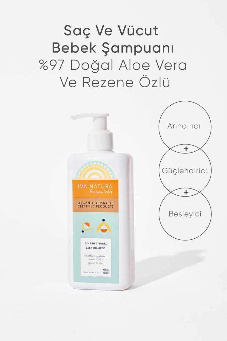 Organik Sertifikalı %97 Doğal Bebek Saç Ve Vücut Şampuanı Aloe Vera Ve Rezene Özlü 350ml