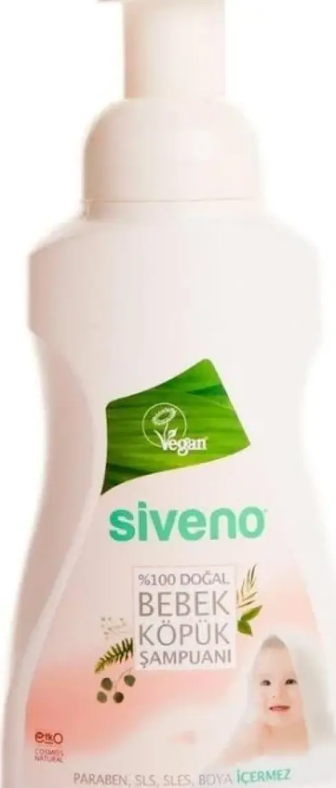 Siveno %100 Doğal Bebek Köpük Şampuanı Yenidoğan Saç ve Vücut İçin Nemlendirici Bitkisel Vegan 250 ml