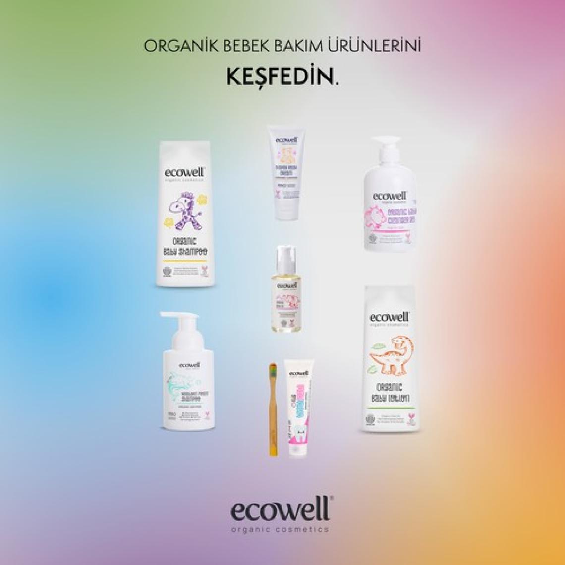 Ecowell Bebek Saç & Vücut Şampuanı, Organik & Vegan Sertifikalı, Parabensiz, Doğal Konak Önleyici 300 ml