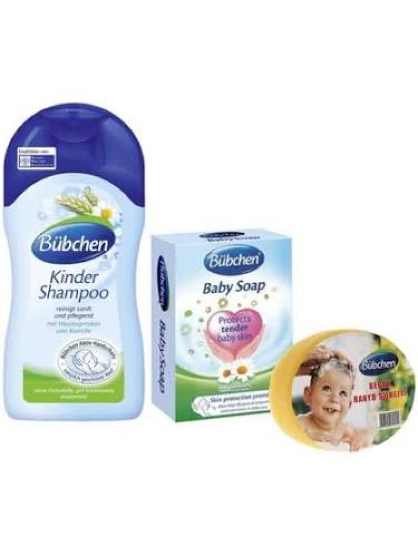 Bübchen Bebek Şampuanı 200 ml + Sabun + Sünger 3'lü Set