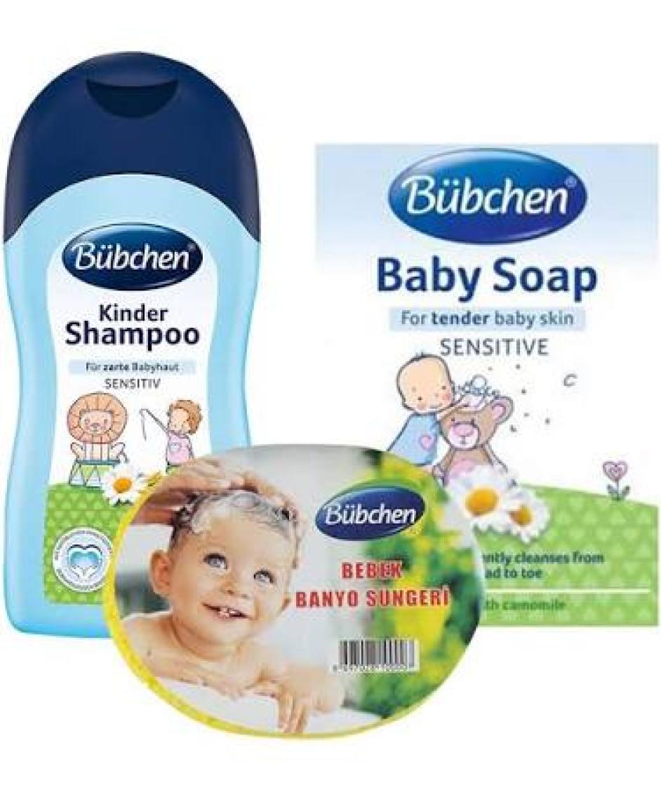 Bübchen Bebek Şampuanı 200 ml + Sabun + Sünger 3'lü Set