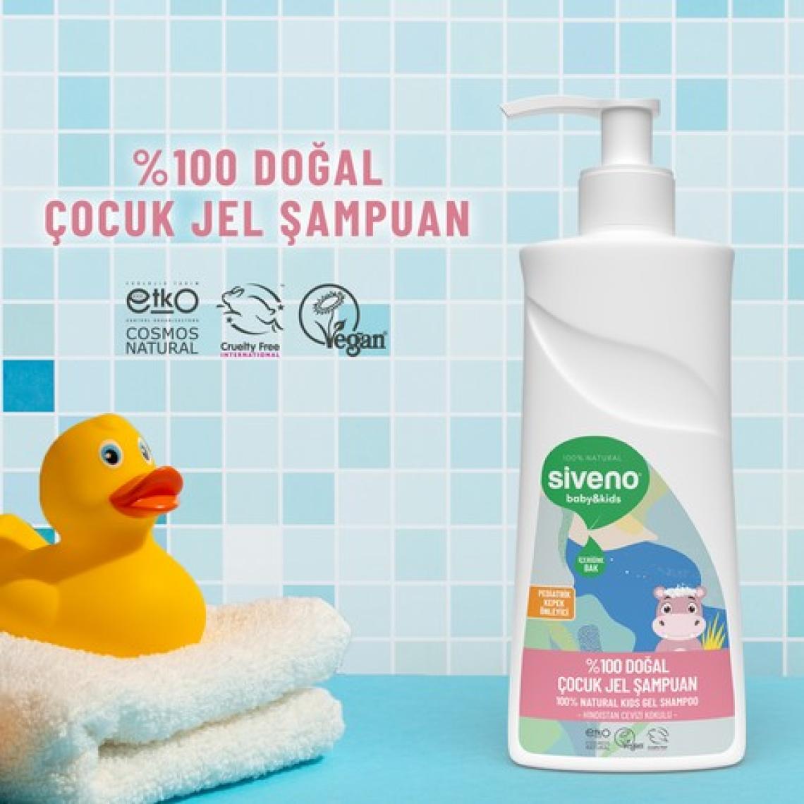 Siveno Doğal Bebek Çocuk Jel Şampuanı Yenidoğan Saç Vücut Konak Önleyici 325 ml