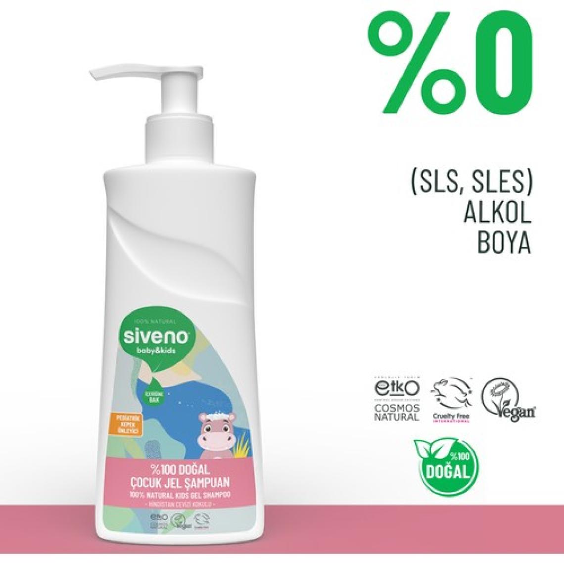 Siveno Doğal Bebek Çocuk Jel Şampuanı Yenidoğan Saç Vücut Konak Önleyici 325 ml