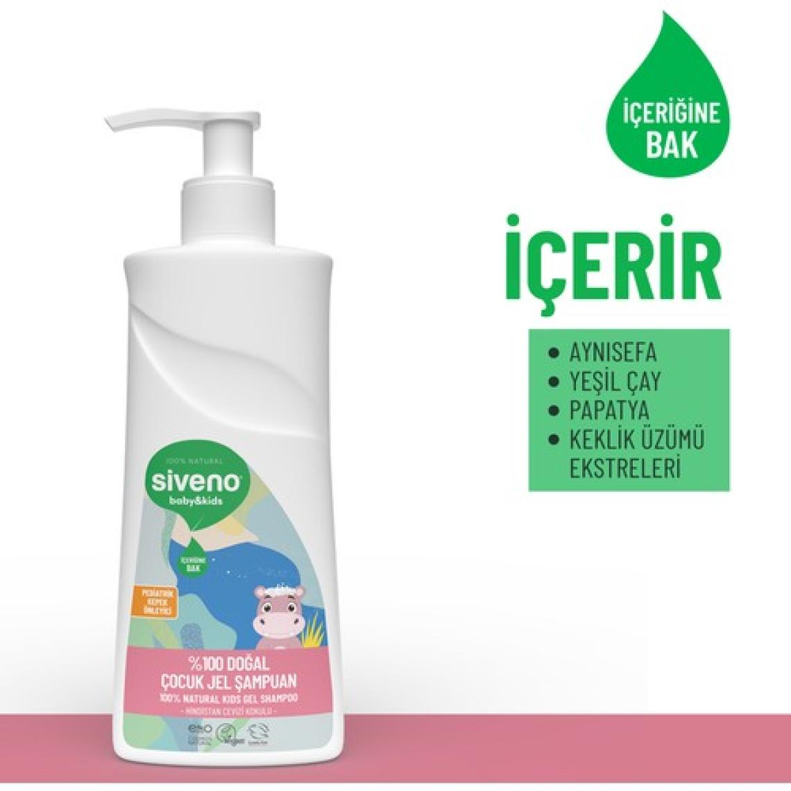 Siveno Doğal Bebek Çocuk Jel Şampuanı Yenidoğan Saç Vücut Konak Önleyici 325 ml
