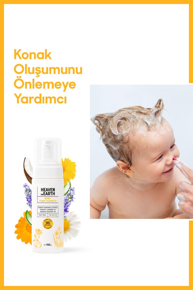 Konak Önleyici Bebek Yenidoğan Köpük Şampuanı %100 Doğal Organik Içerikli Parabensiz Vegan 150ml