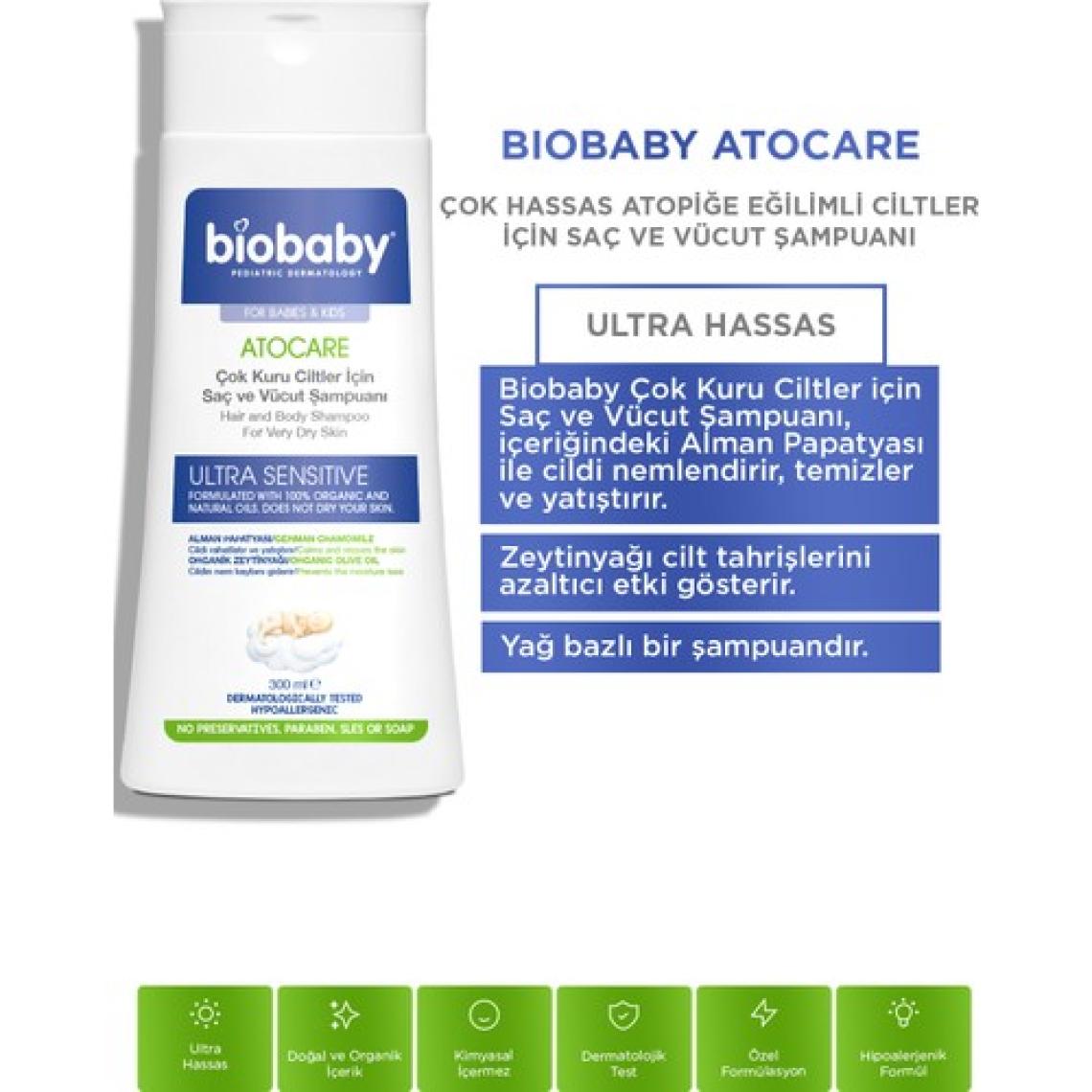 Biobaby Kuru Ve Atopik Ciltler Için Şampuan 300 ml. + Krem 100 ml Çok Kuru Ciltler