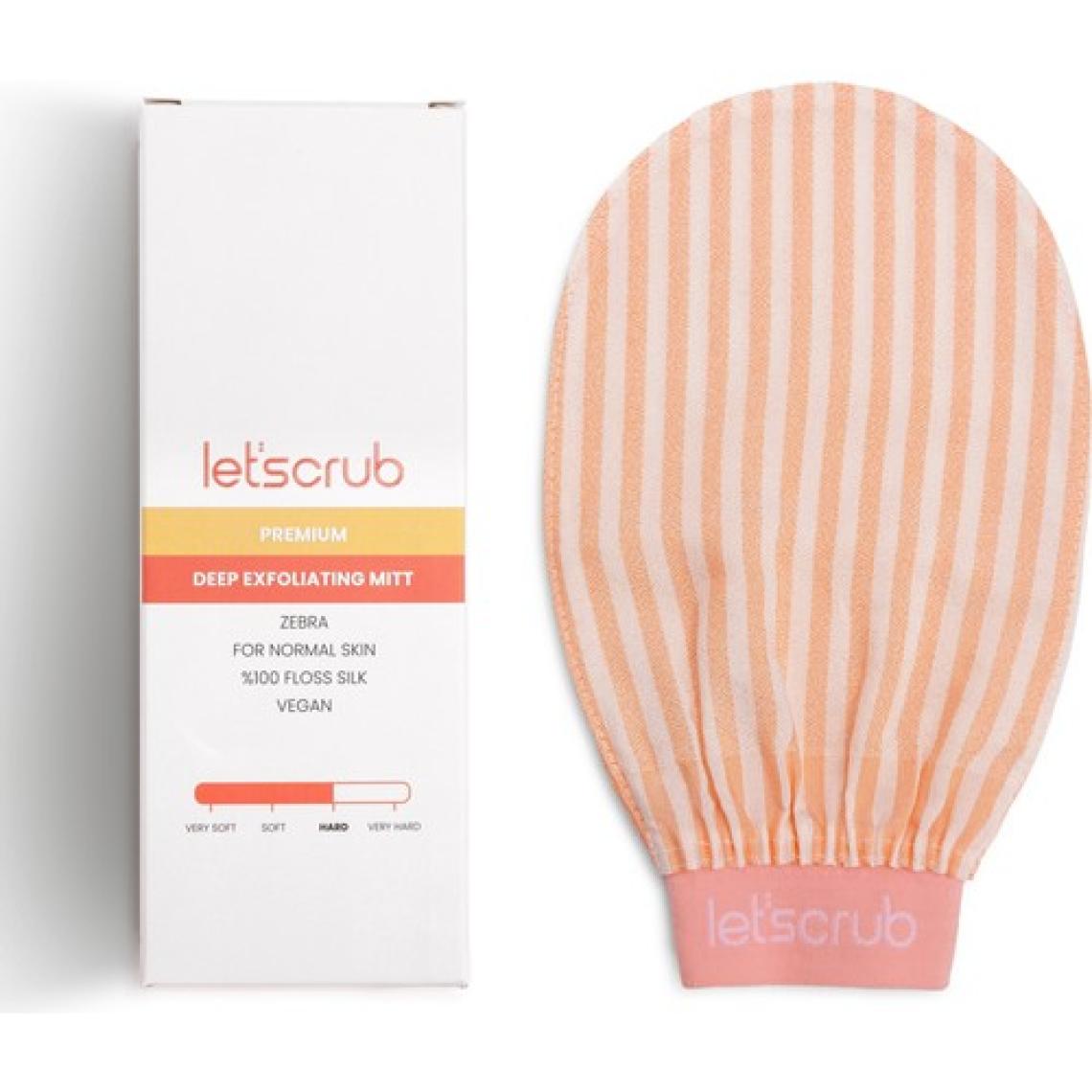 LET'SCRUB Premium Banyo Kesesi Turuncu Zebra Model Peeling Eldiveni %100 Floş Ipek Normal Ciltler İçin Kese