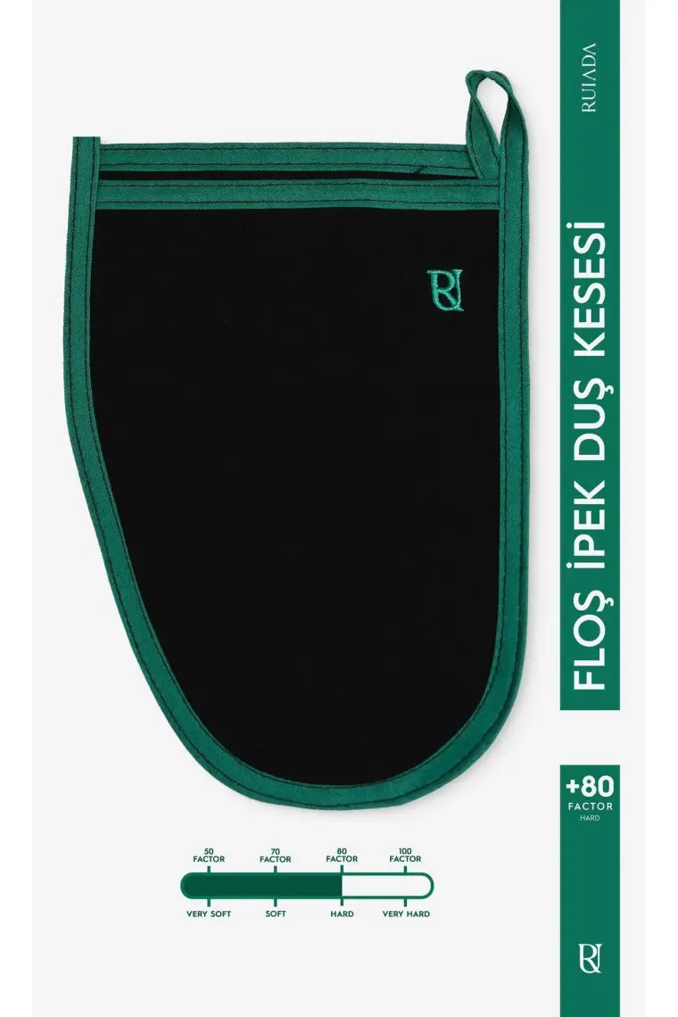 Ruiada +80 Factor Siyah Kalın Banyo Duş Kesesi Peeling Eldiveni