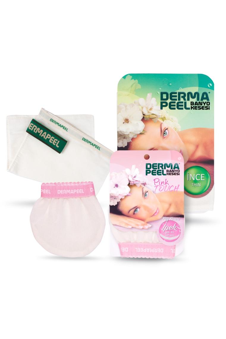 Ince Banyo Kesesi Pink Touch Yüz Kesesi Set
