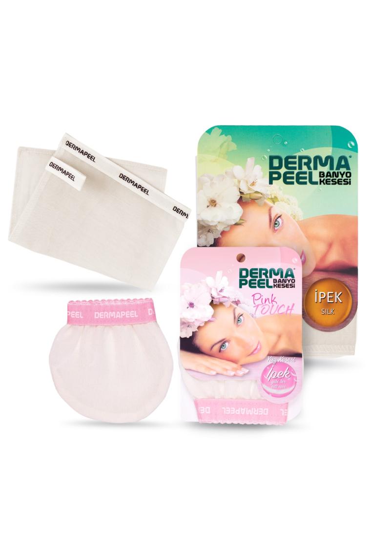 Doğal Ipek Banyo Kesesi Pink Touch Yüz Kesesi Set