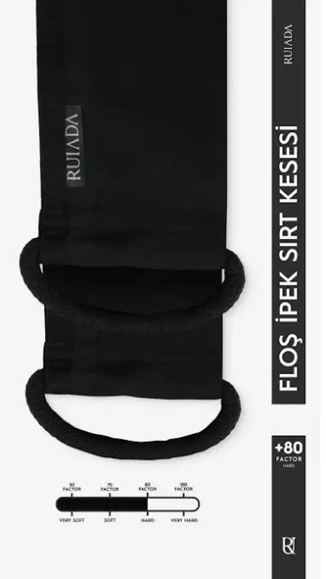 Ruiada +80 Factor Siyah Sırt Banyo Duş Kesesi %100 Floş İpek Peeling