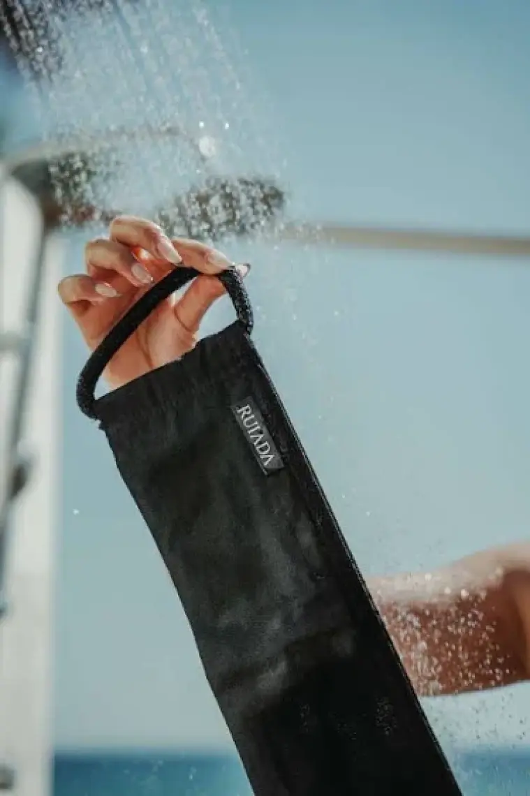 Ruiada +80 Factor Siyah Sırt Banyo Duş Kesesi %100 Floş İpek Peeling