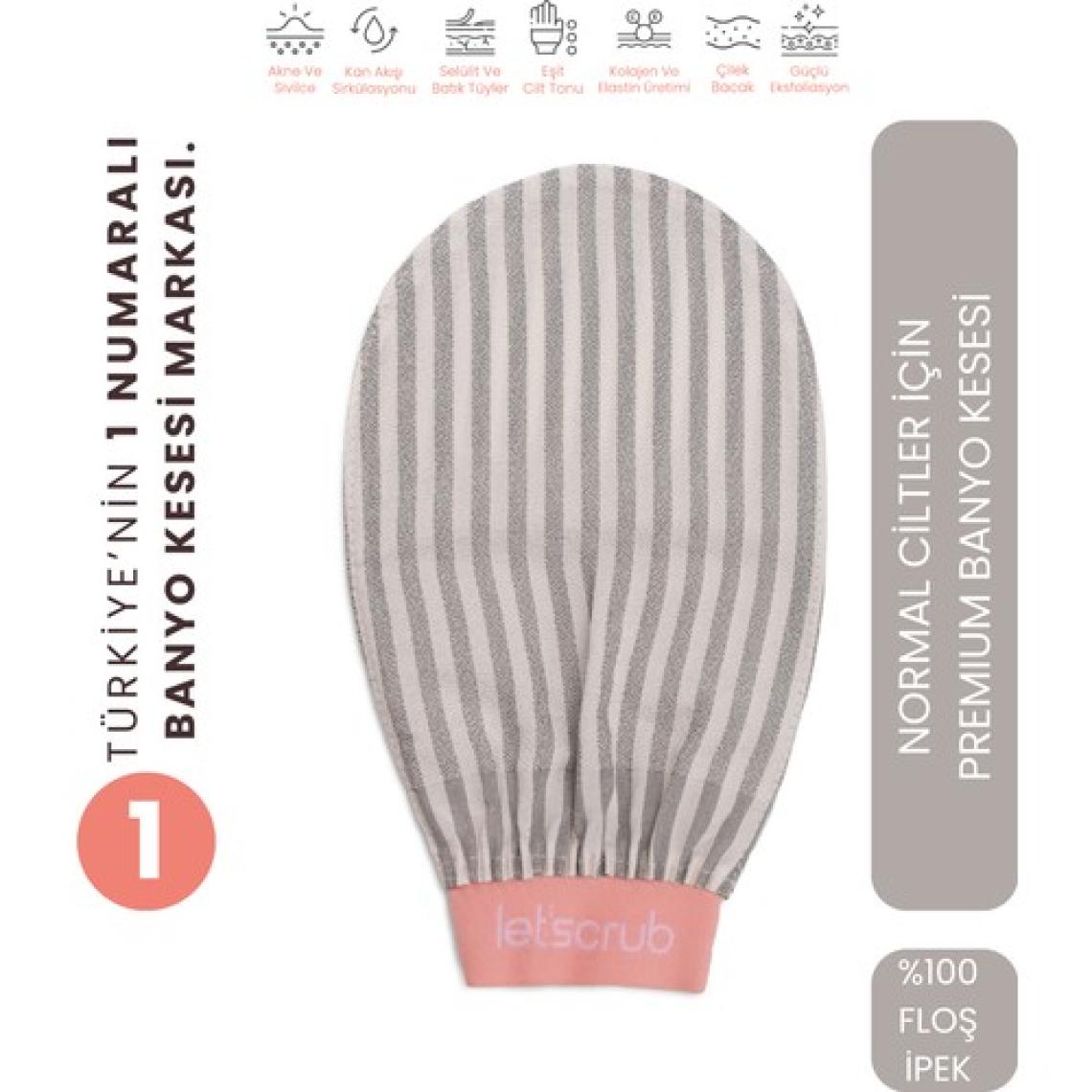 Premium Banyo Kesesi Gri Zebra Model Peeling Eldiveni %100 Floş Ipek Normal Ciltler Için 1 Adet