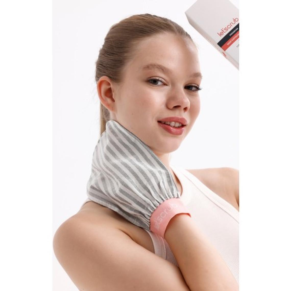 Premium Banyo Kesesi Gri Zebra Model Peeling Eldiveni %100 Floş Ipek Normal Ciltler Için 1 Adet