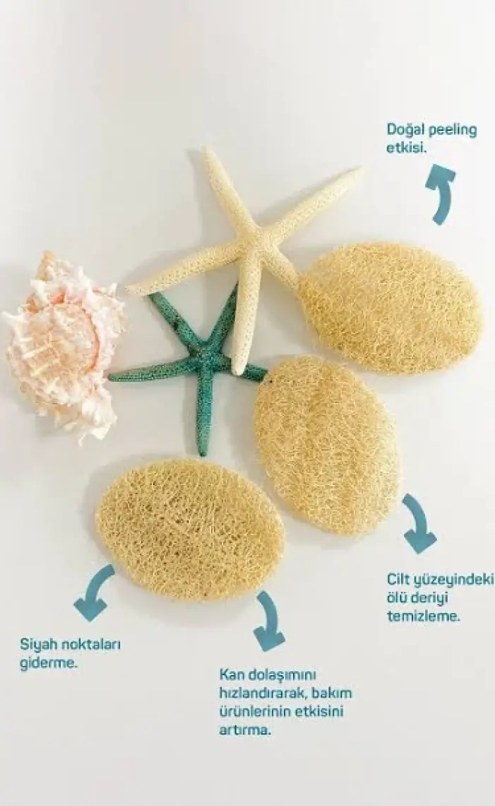 Doğal Banyo Kese Eldiveni Ve 6 Adet Peeling Disk