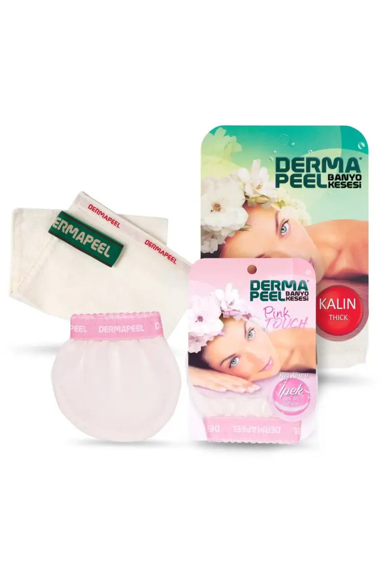 Dermapeel Kalın Banyo Kesesi + Pink Touch Yüz Kesesi Set