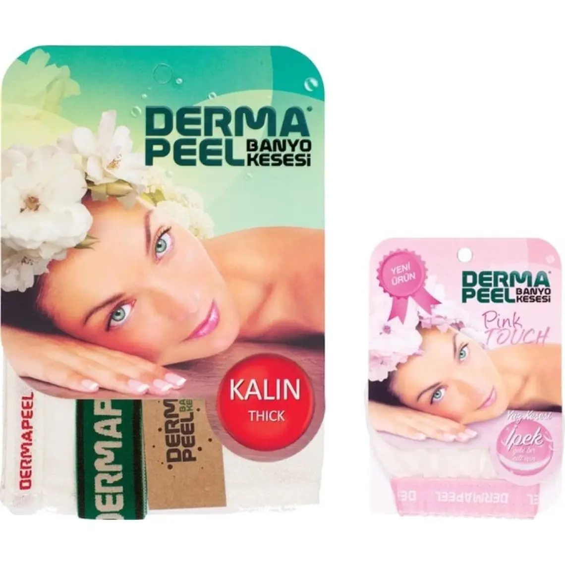 Dermapeel Kalın Banyo Kesesi + Pink Touch Yüz Kesesi Set