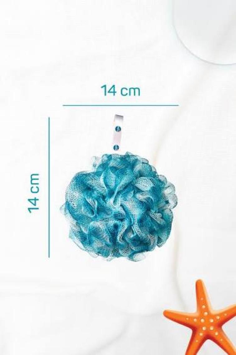 Balmy Yumuşak Pon Pon Banyo Lifi Seti - Cilde Zararlı Olmayan 3'lü XXL Mavi