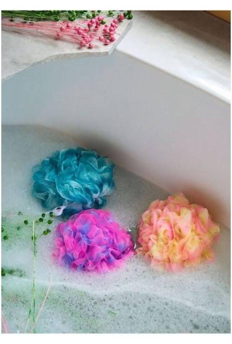 Balmy Yumuşak Pon Pon Banyo Lifi Seti - Cilde Zararlı Olmayan 3'lü XXL Mavi