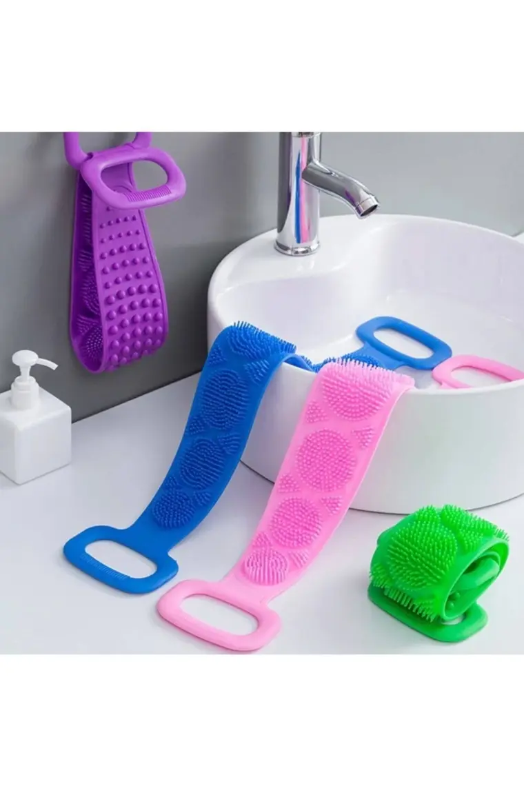 Ecoform Çift Taraflı Silikon Banyo Sırt Kesesi Tükenmeyen Duş Lifi 60 cm