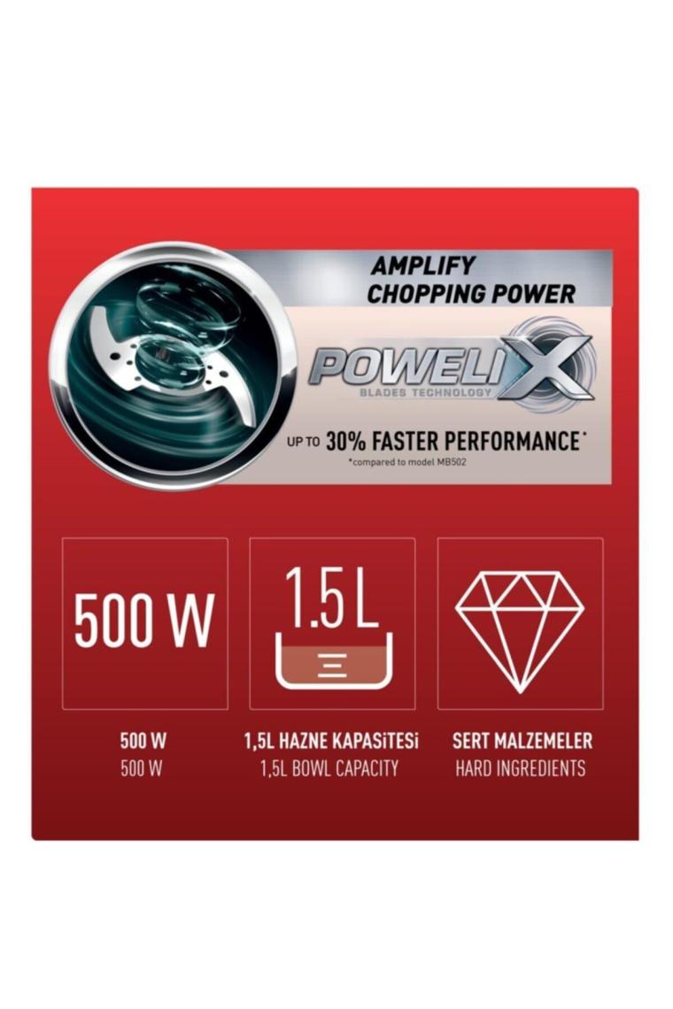 Tefal Masterchop 4 Bıçaklı 500 Watt Max Doğrayıcı [Kırmızı] - 9100044279