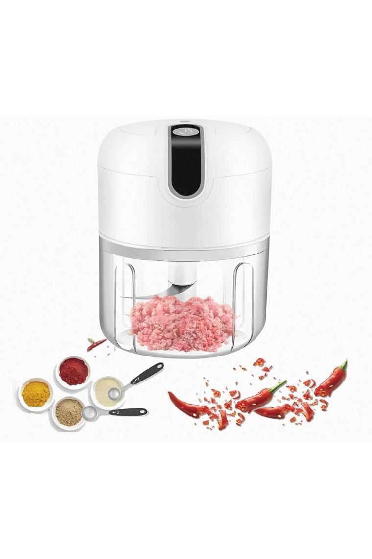 Rosemor Mini El Rondosu Şarjlı Çelik 3 Bıçaklı 250 ml Mutfak Robotu Hazneli Rondo Sebze Et Doğrayıcı Rende