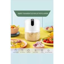 Rosemor Mini El Rondosu Şarjlı Çelik 3 Bıçaklı 250 ml Mutfak Robotu Hazneli Rondo Sebze Et Doğrayıcı Rende