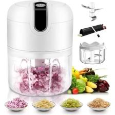Pratik Mini El Rondosu Şarjlı Çelik 3 Bıçaklı 250 ml Mutfak Robotu Hazneli Rondo Sebze Et Doğrayıcı Rende