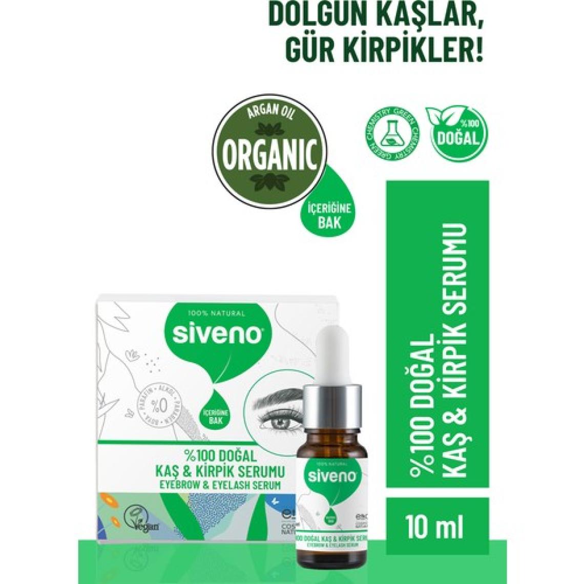 Siveno %100 Doğal Kaş Ve Kirpik Serumu Bitkisel Yoğunlaştırıcı Canlandırıcı Yoğun Bakım Yağı Vegan 10 ml